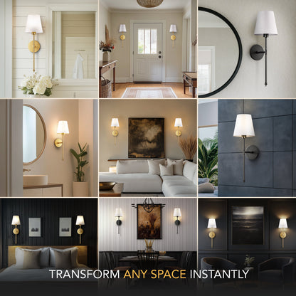 WIRELESS WALL SCONCE (SET OF 2 + 2 BULBS INCLUDED)